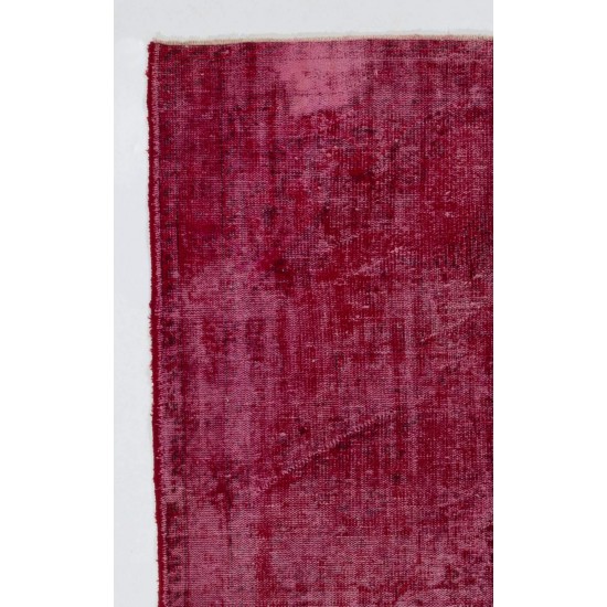 Distressed Vintage Handmade Anatolian Rug Over-dyed in Red Color Distressed Vintage Handmade Anatolian Rug Over-dyed in Red Color