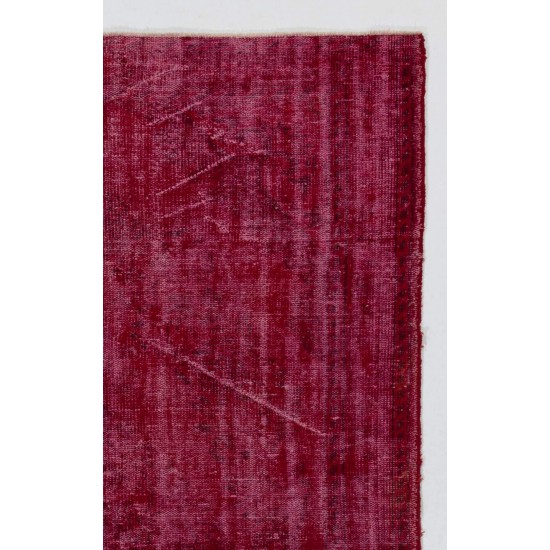 Distressed Vintage Handmade Anatolian Rug Over-dyed in Red Color Distressed Vintage Handmade Anatolian Rug Over-dyed in Red Color