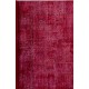 Vintage Handmade Turkish Rug Over-dyed in Red Color. Woolen Floor Covering