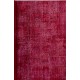 Vintage Handmade Turkish Rug Over-dyed in Red Color. Woolen Floor Covering