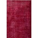 Vintage Handmade Turkish Rug Over-dyed in Red Color. Woolen Floor Covering