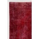 Vintage Handmade Rug Over-Dyed in Red for Modern Office and Home