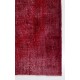 Vintage Handmade Rug Over-Dyed in Red for Modern Office and Home