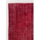 Red Color OverDyed Vintage Handmade Turkish Area Rug for Modern Homes