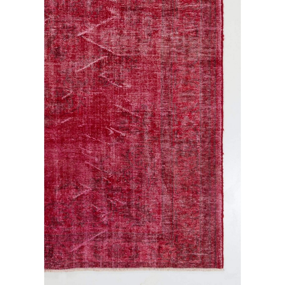 Red Color OverDyed Vintage Handmade Turkish Area Rug for Modern Homes