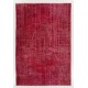 Red Color OverDyed Vintage Handmade Turkish Area Rug for Modern Homes