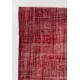 Shabby Chic Handmade Wool Rug in Burgundy Red. Vintage Turkish Carpet