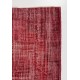 Shabby Chic Handmade Wool Rug in Burgundy Red. Vintage Turkish Carpet