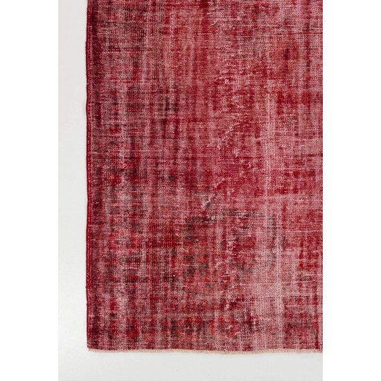 Red Color Over-dyed Distressed Vintage Handmade Turkish Area Rug Red Color Over-dyed Distressed Vintage Handmade Turkish Area Rug