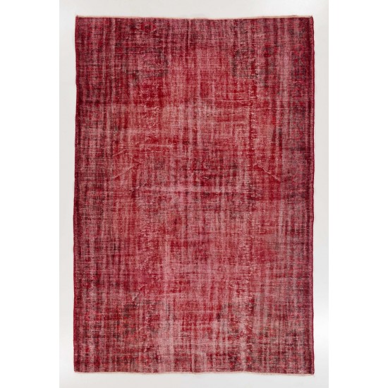 Red Color Over-dyed Distressed Vintage Handmade Turkish Area Rug Red Color Over-dyed Distressed Vintage Handmade Turkish Area Rug