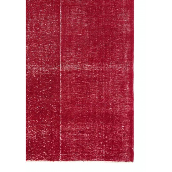 Distressed Vintage Handmade Anatolian Rug Over-dyed in Red Color Distressed Vintage Handmade Anatolian Rug Over-dyed in Red Color