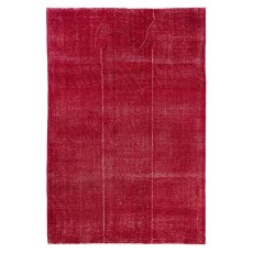 Distressed Vintage Handmade Anatolian Rug Over-dyed in Red Color