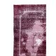 Red Color Over-Dyed Distressed Vintage Handmade Turkish Rug with Medallion Design