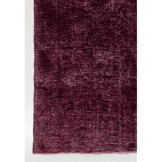 Abstract, Distressed Vintage Handmade Anatolian Rug Over-dyed in Maroon Red Color Abstract, Distressed Vintage Handmade Anatolian Rug Over-dyed in Maroon Red Color
