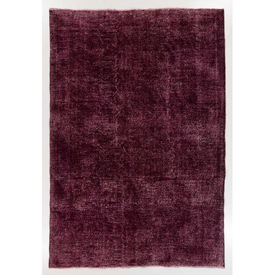 Abstract, Distressed Vintage Handmade Anatolian Rug Over-dyed in Maroon Red Color Abstract, Distressed Vintage Handmade Anatolian Rug Over-dyed in Maroon Red Color