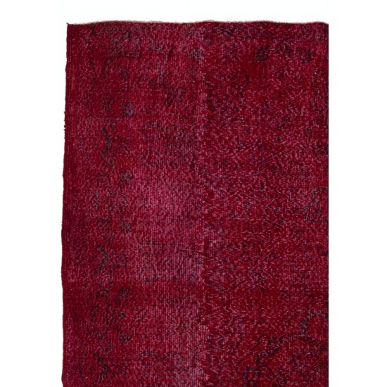 Burgundy Red Color Re-Dyed Vintage Handmade Turkish Rug with Medallion Design Burgundy Red Color Re-Dyed Vintage Handmade Turkish Rug with Medallion Design