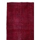 Burgundy Red Color Re-Dyed Vintage Handmade Turkish Rug with Medallion Design