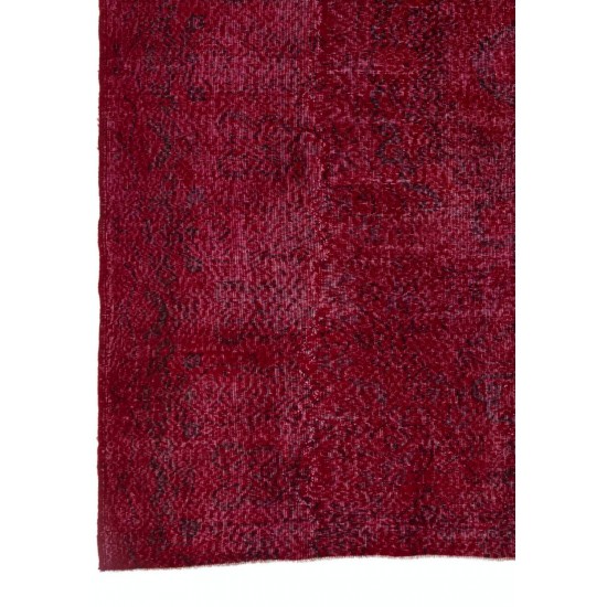 Burgundy Red Color Re-Dyed Vintage Handmade Turkish Rug with Medallion Design Burgundy Red Color Re-Dyed Vintage Handmade Turkish Rug with Medallion Design