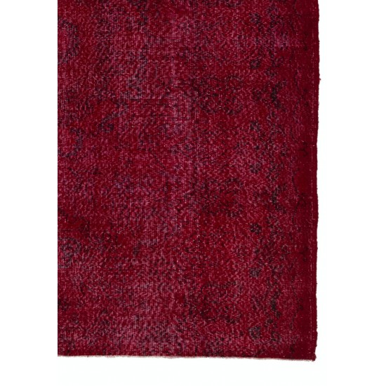 Burgundy Red Color Re-Dyed Vintage Handmade Turkish Rug with Medallion Design Burgundy Red Color Re-Dyed Vintage Handmade Turkish Rug with Medallion Design