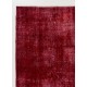 Distressed Vintage Handmade Anatolian Rug Over-dyed in Red Color