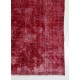 Distressed Vintage Handmade Anatolian Rug Over-dyed in Red Color