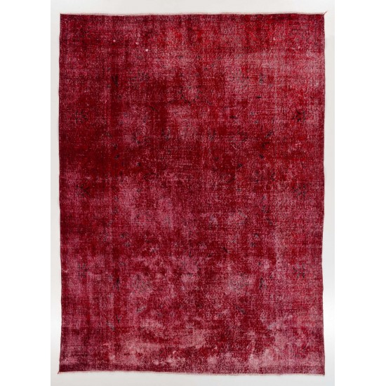 Distressed Vintage Handmade Anatolian Rug Over-dyed in Red Color Distressed Vintage Handmade Anatolian Rug Over-dyed in Red Color