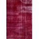 Distressed Vintage Handmade Turkish Rug Over-dyed in Red Color. Woolen Floor Covering