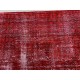 Distressed Vintage Handmade Turkish Rug Over-dyed in Red Color. Woolen Floor Covering