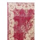 Vintage Turkish Area Rug. Fine Hand-Knotted Wool Rug in Cherry Red.