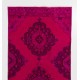 Modern Pink Color Over-dyed Hand-knotted Turkish Runner Rug for Hallway