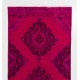 Pink Color Over-dyed Vintage Hand-knotted Turkish Runner Rug