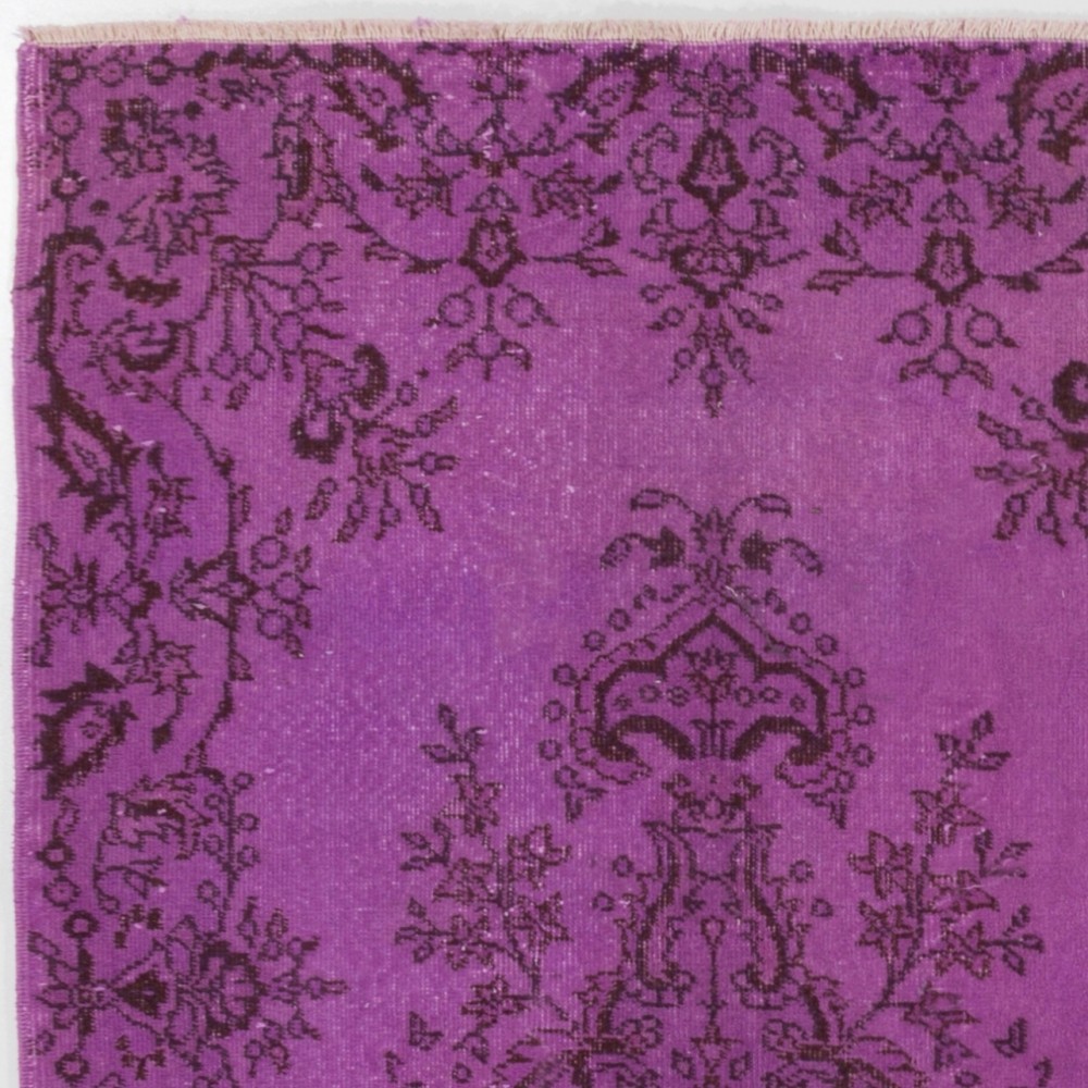 Purple Color Over-dyed Vintage Handmade Turkish Rug with Medallion Design Purple Color Over-dyed Vintage Handmade Turkish Rug with Medallion Design