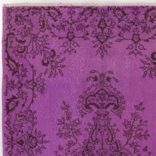 Purple Color Over-dyed Vintage Handmade Turkish Rug with Medallion Design Purple Color Over-dyed Vintage Handmade Turkish Rug with Medallion Design