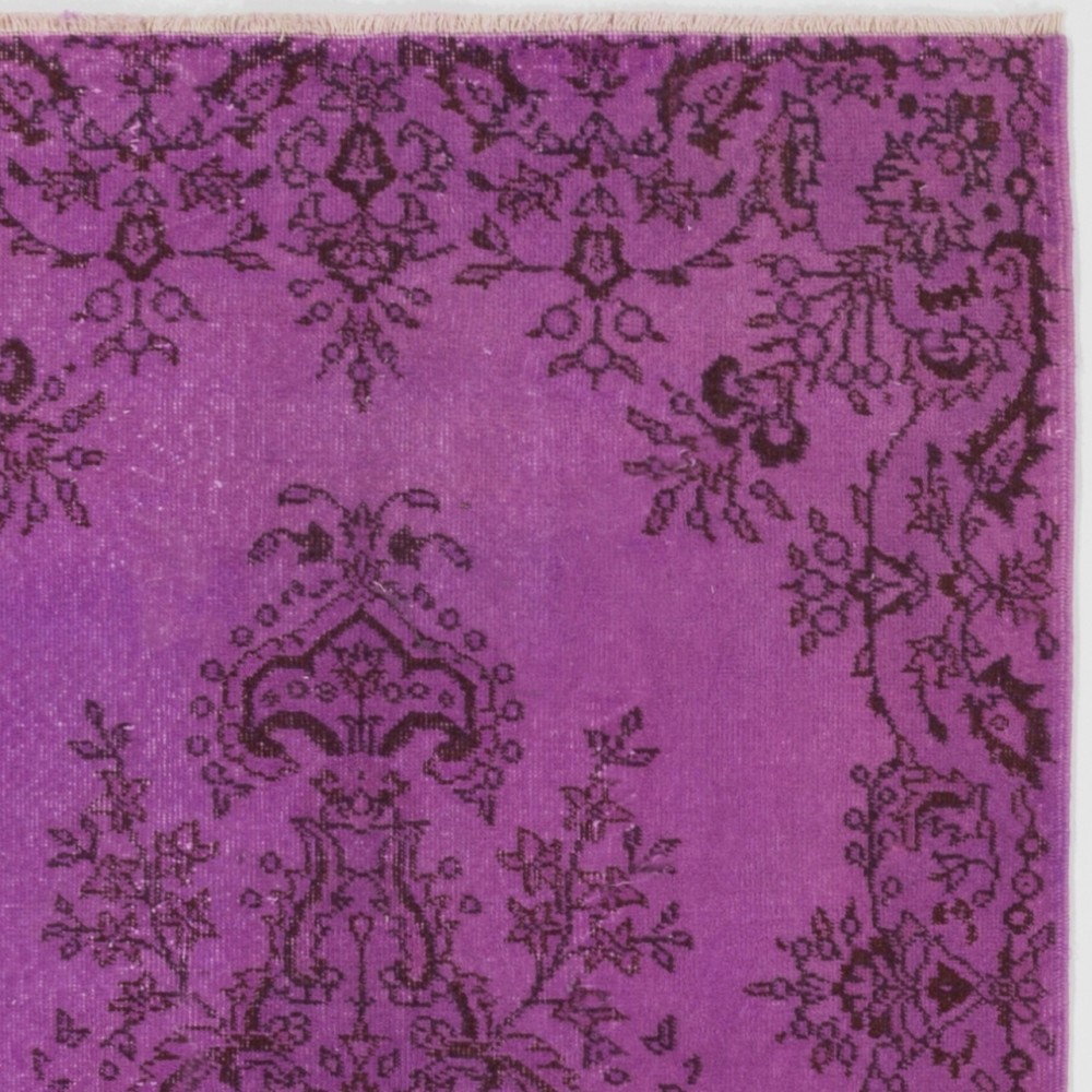Purple Color Over-dyed Vintage Handmade Turkish Rug with Medallion Design Purple Color Over-dyed Vintage Handmade Turkish Rug with Medallion Design