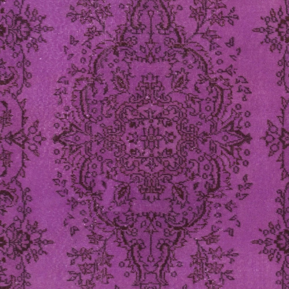 Purple Color Over-dyed Vintage Handmade Turkish Rug with Medallion Design Purple Color Over-dyed Vintage Handmade Turkish Rug with Medallion Design