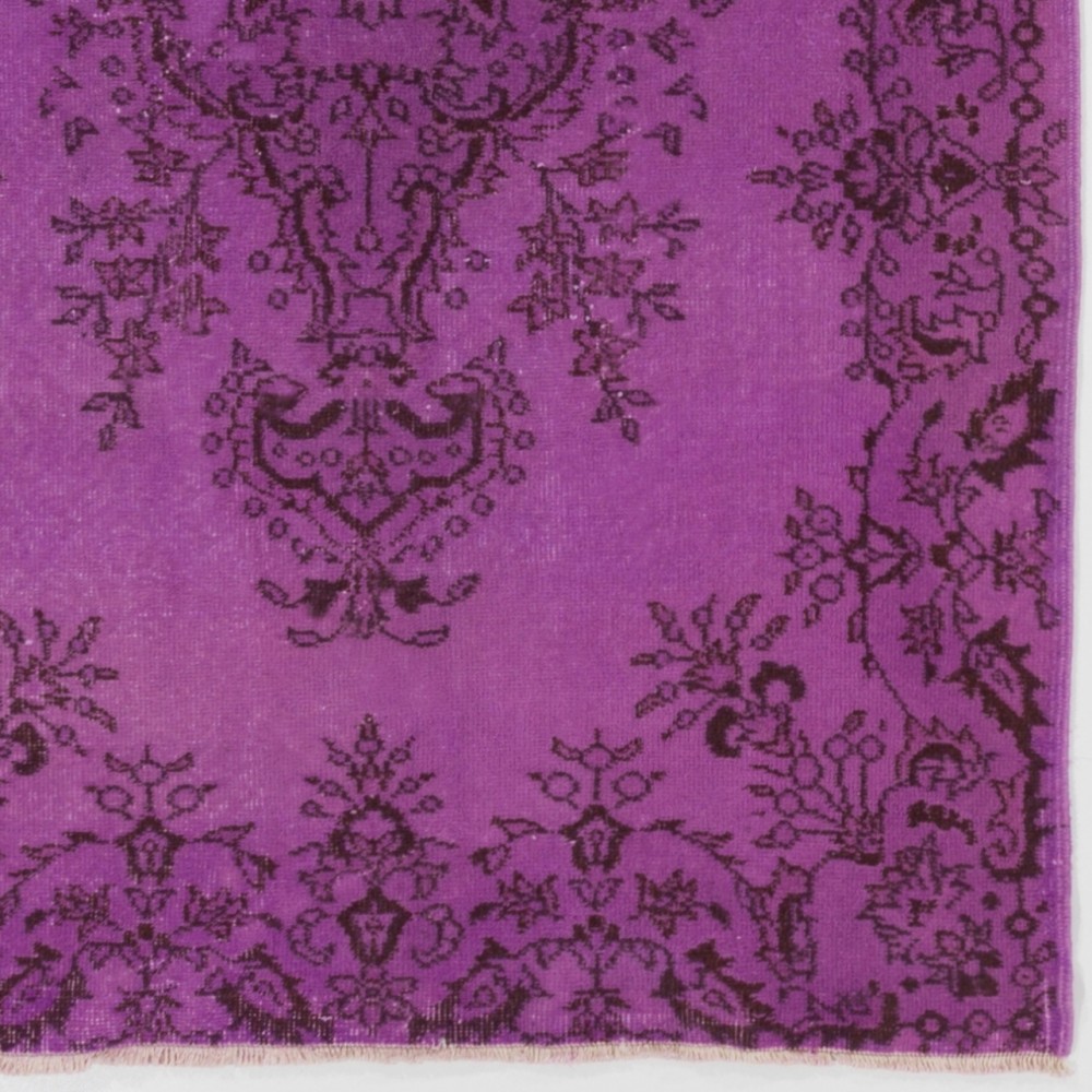 Purple Color Over-dyed Vintage Handmade Turkish Rug with Medallion Design Purple Color Over-dyed Vintage Handmade Turkish Rug with Medallion Design
