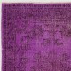 Purple Color Over-dyed Vintage Handmade Turkish Area Rug with Medallion Design Purple Color Over-dyed Vintage Handmade Turkish Area Rug with Medallion Design