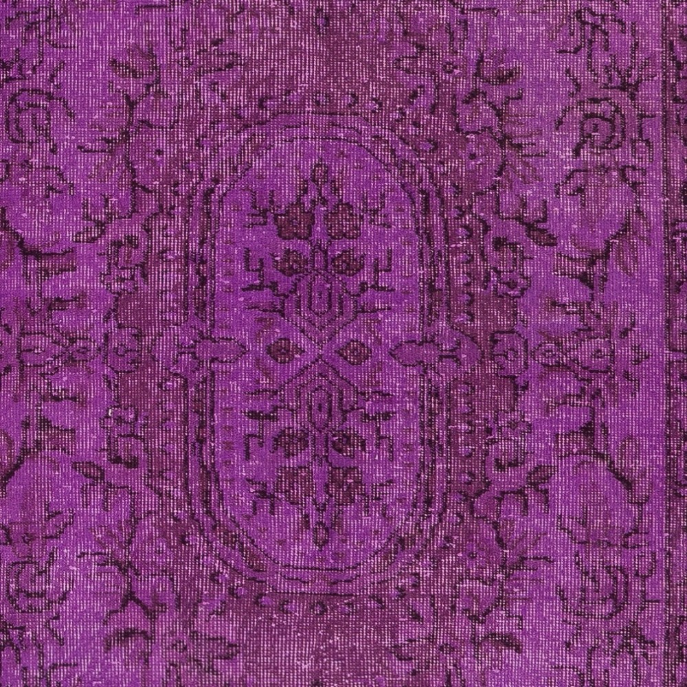 Purple Color Over-dyed Vintage Handmade Turkish Area Rug with Medallion Design Purple Color Over-dyed Vintage Handmade Turkish Area Rug with Medallion Design