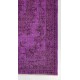 Purple Color Over-dyed Vintage Handmade Turkish Area Rug with Medallion Design