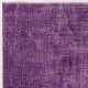 Distressed Vintage Handmade Turkish Rug Overdyed in Purple Color Distressed Vintage Handmade Turkish Rug Overdyed in Purple Color
