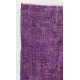 Distressed Vintage Handmade Turkish Rug Overdyed in Purple Color