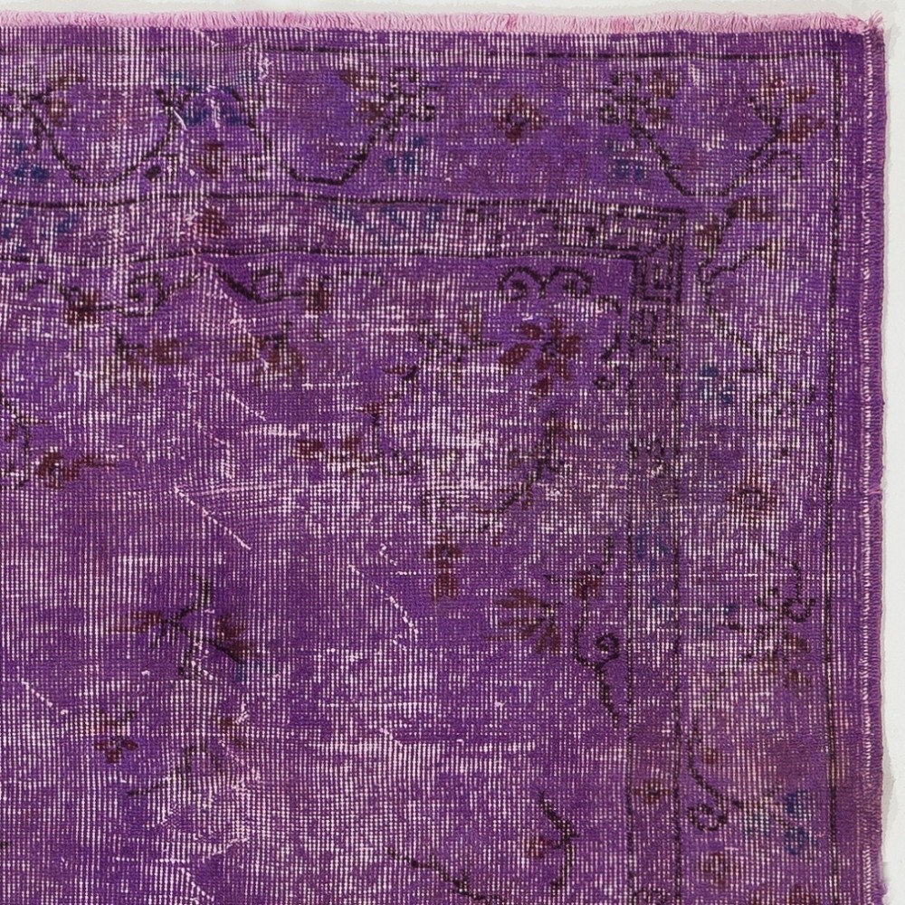 Distressed Vintage Handmade Turkish Rug Overdyed in Purple Color Distressed Vintage Handmade Turkish Rug Overdyed in Purple Color
