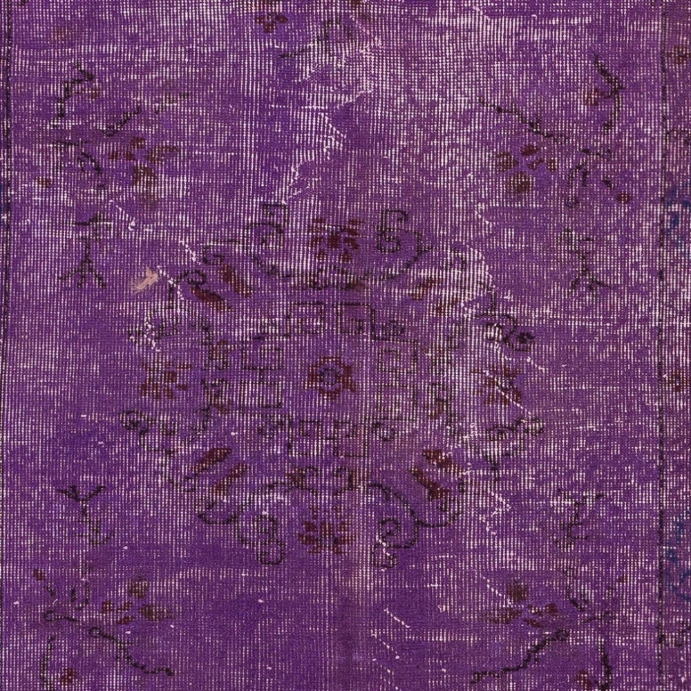 Distressed Vintage Handmade Turkish Rug Overdyed in Purple Color Distressed Vintage Handmade Turkish Rug Overdyed in Purple Color