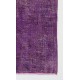 Distressed Vintage Handmade Turkish Rug Overdyed in Purple Color        