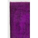 Purple Color Over-dyed Vintage Handmade Turkish Area Rug with Medallion Design