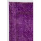 Distressed Vintage Handmade Turkish Rug Overdyed in Purple Color        