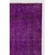 Distressed Vintage Handmade Turkish Rug Overdyed in Purple Color Distressed Vintage Handmade Turkish Rug Overdyed in Purple Color