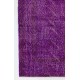 Distressed Vintage Handmade Turkish Rug Overdyed in Purple Color        