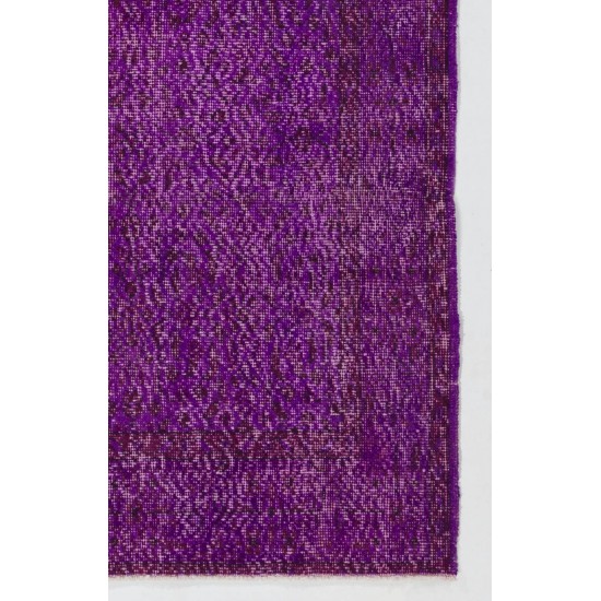 Distressed Vintage Handmade Turkish Rug Overdyed in Purple Color Distressed Vintage Handmade Turkish Rug Overdyed in Purple Color
