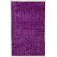 Distressed Vintage Handmade Turkish Rug Overdyed in Purple Color        